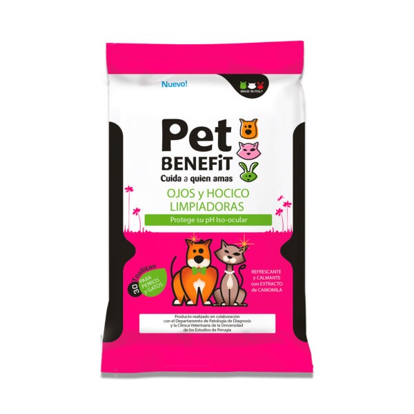 TOALLITAS PET BENEFIT, HIGIENE OJOS Y HOCICO, 30 UDS.